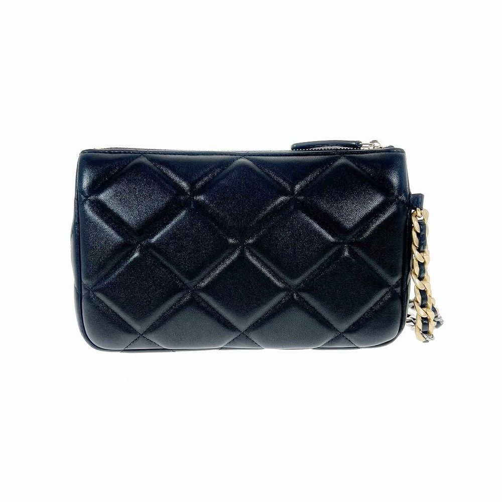 Chanel 19 Chain Clutch Lambskin Coco Black Gold Hardware Silver Hardware Handbag - Picture 4 of 11